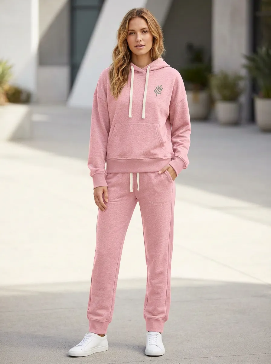 Women's Minimalist Nature Lover Olive Branch Printed Hoodie Jogger Set