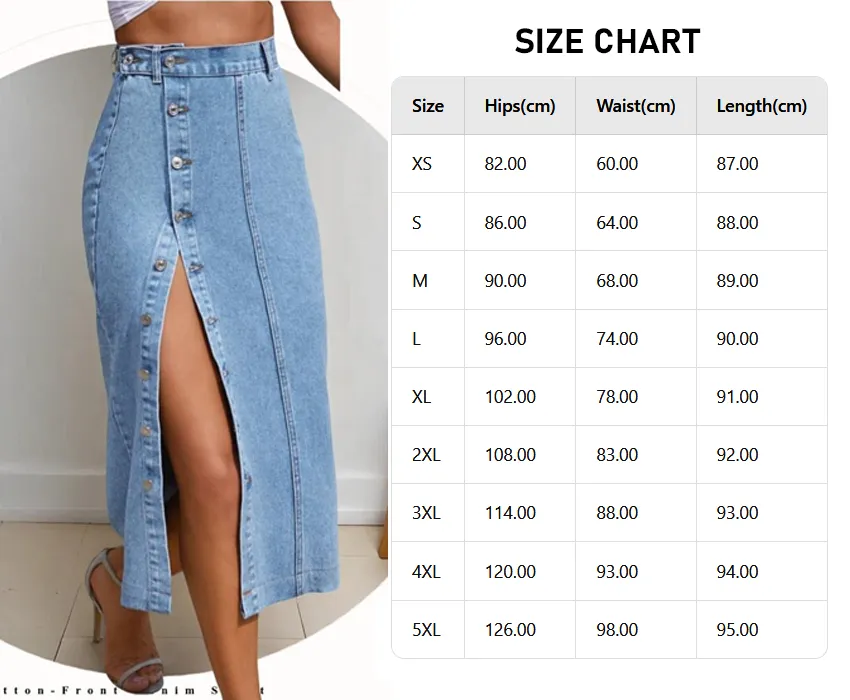 Women'S Button Front Denim Skirt, Casual Fashion Skirt For Daily Wear