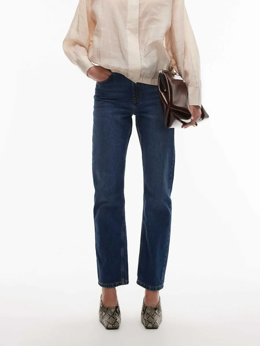 Slim-Fit Straight-Leg Denim Pants