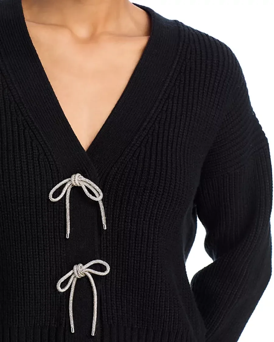 Sparkly Bow Embellished Cardigan