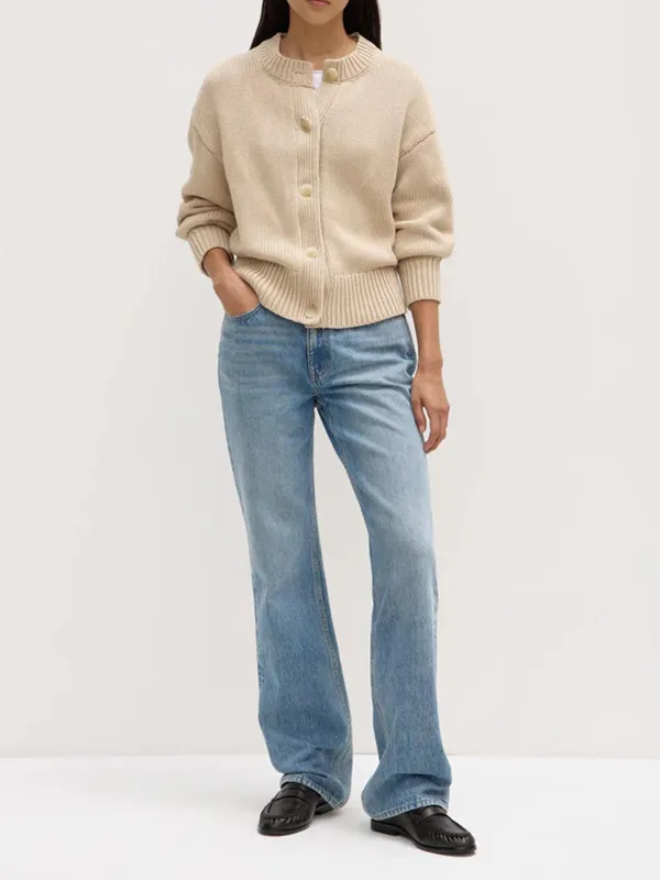 Casual Style Knit Cardigan Natural