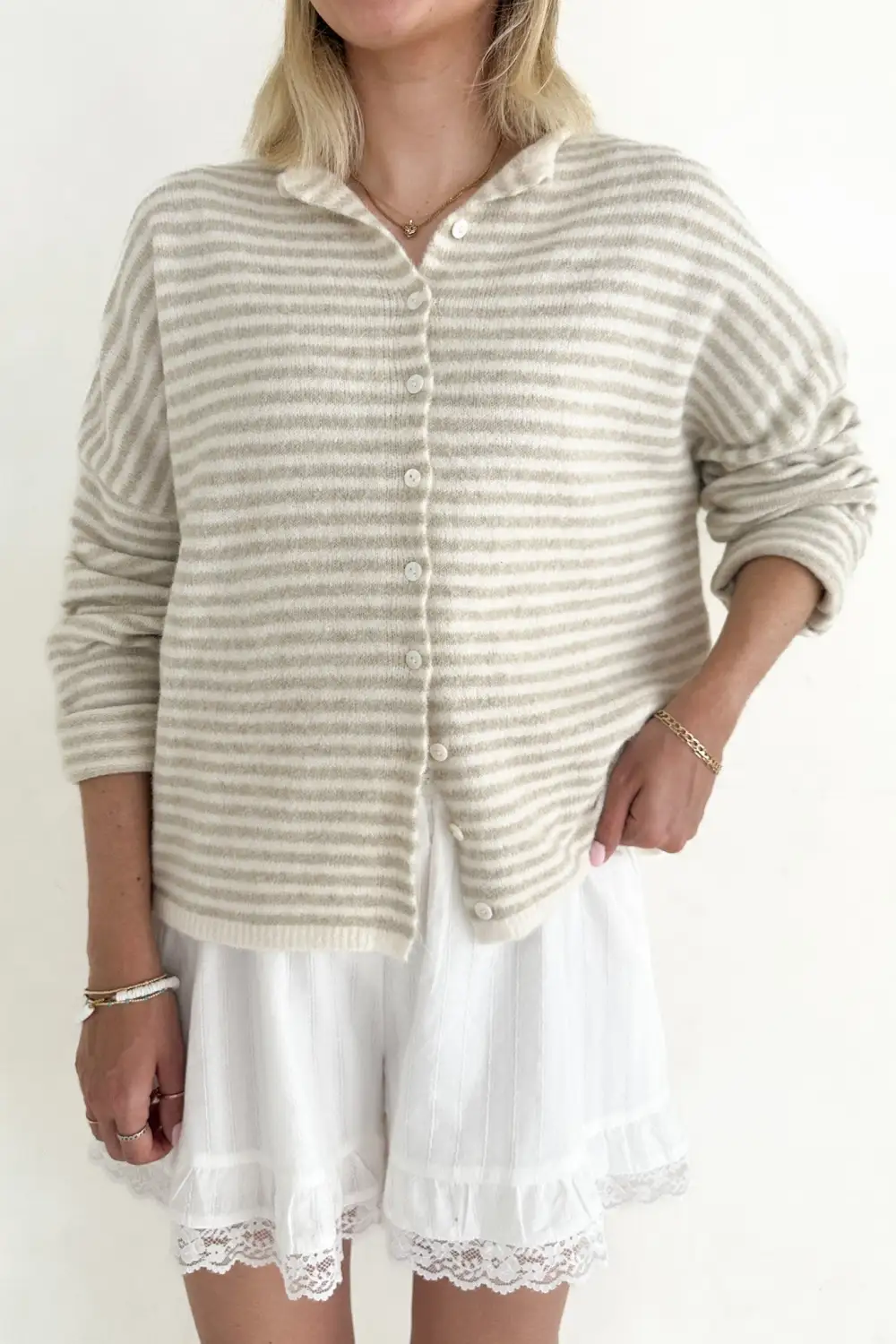Washed Soft Striped Cardigan