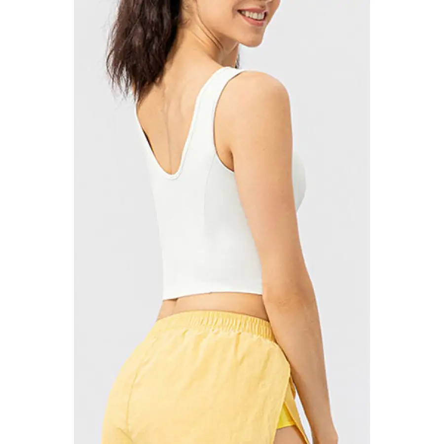 Wide-Strap Round-Neck Active Tank Top