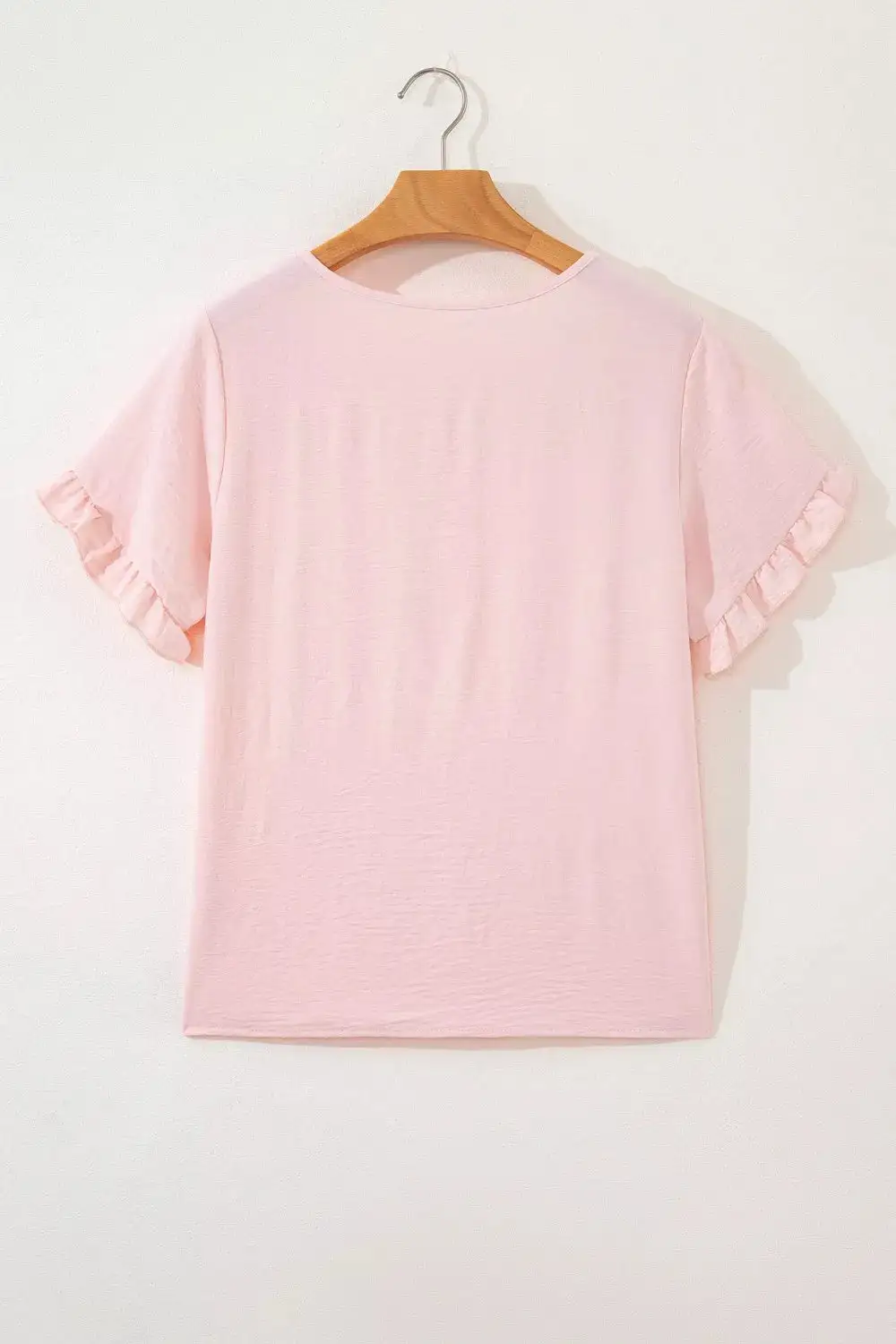 Ruffle Trim Short Sleeve Blouse
