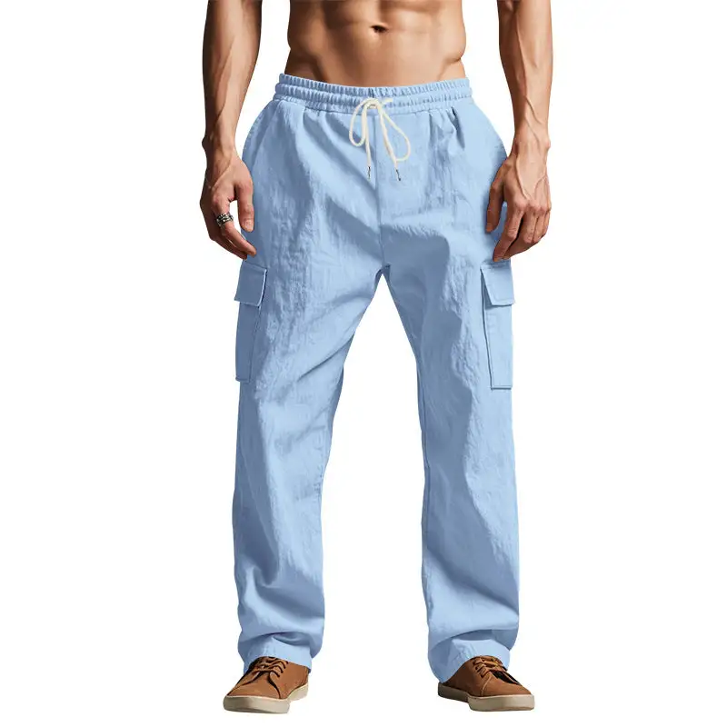 Men's Cargo Pants with Elastic Waistband and Practical Pockets