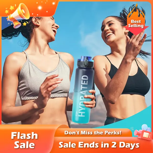 🏆Flash Sale⚡ 50K+ SOLD! Almost Gone-💥Time Marked Leakproof Water Bottle - Wide Mouth, Easy Clean, for Active Lifestyles