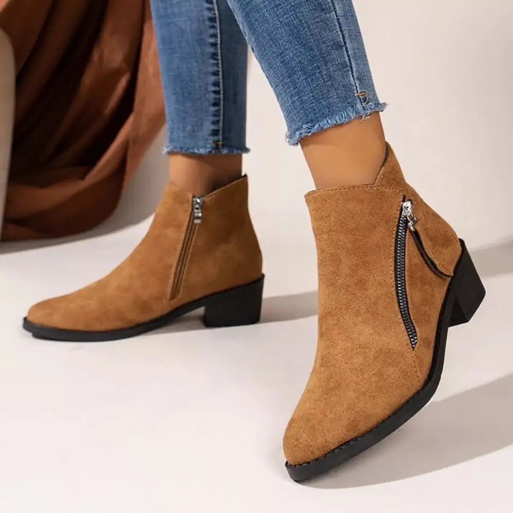 Point Toe Block Heels Boots