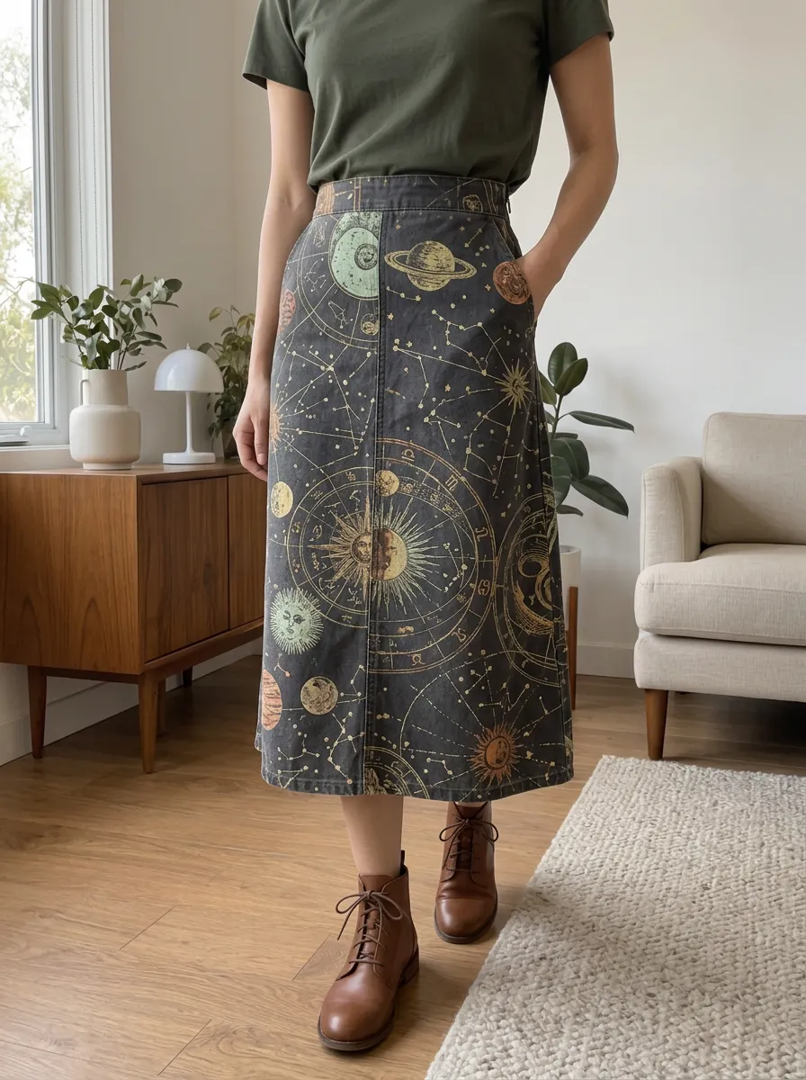 Women's Astrology Lover Celestial Constellation Printed Skirt