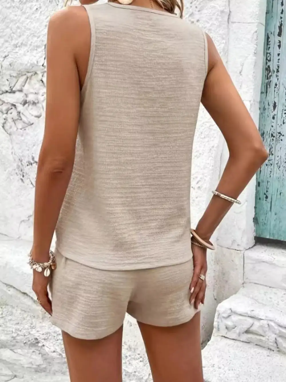 V-neck Tank Top and Shorts Set