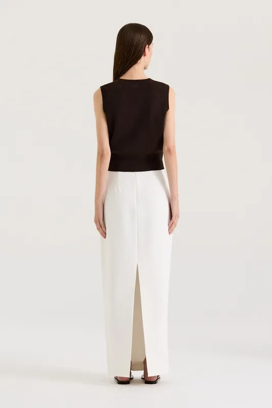 Chocolate Cropped Button Front Knit Vest
