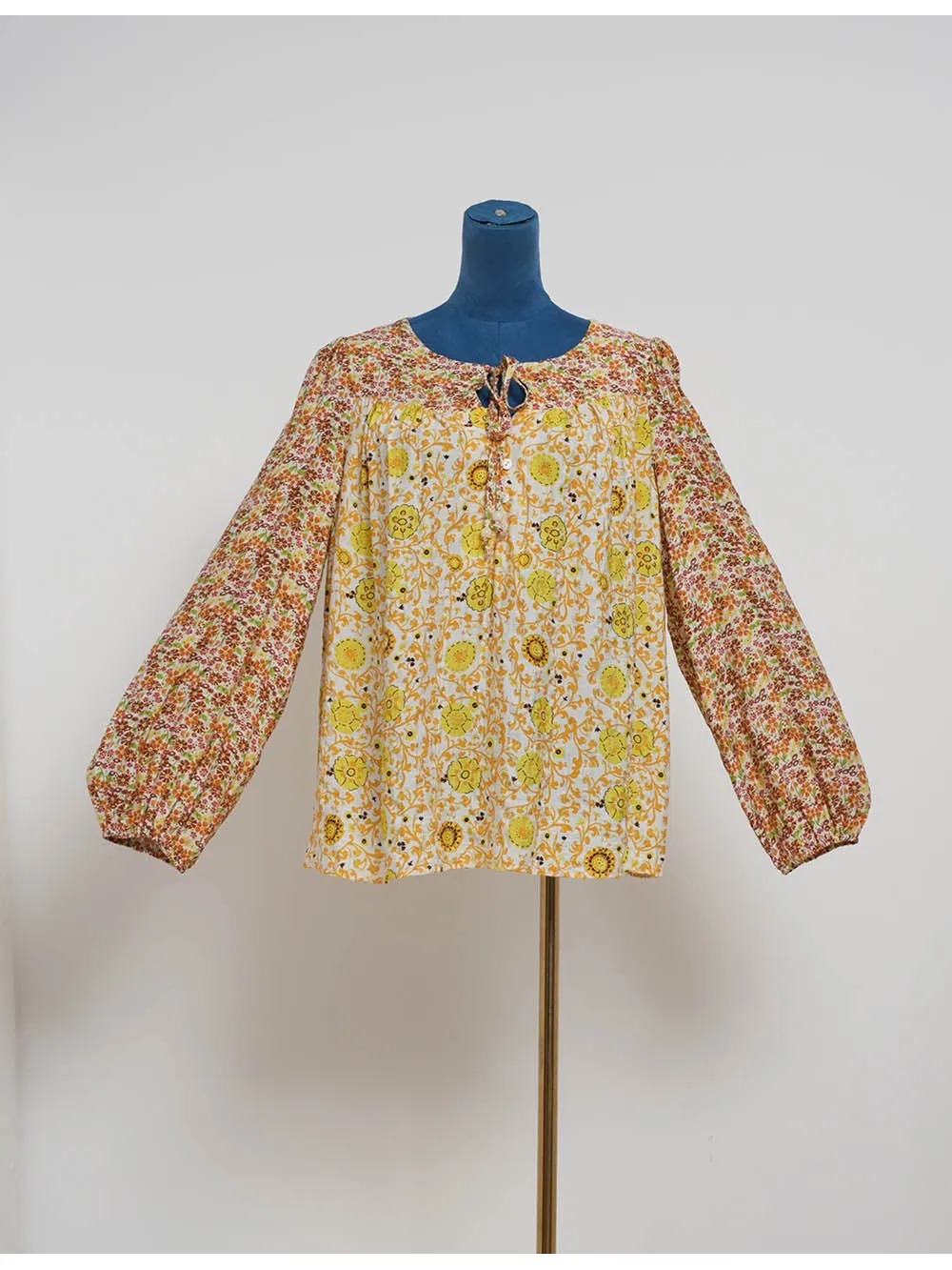 Boho Front Round Neck Long Sleeves Blouse