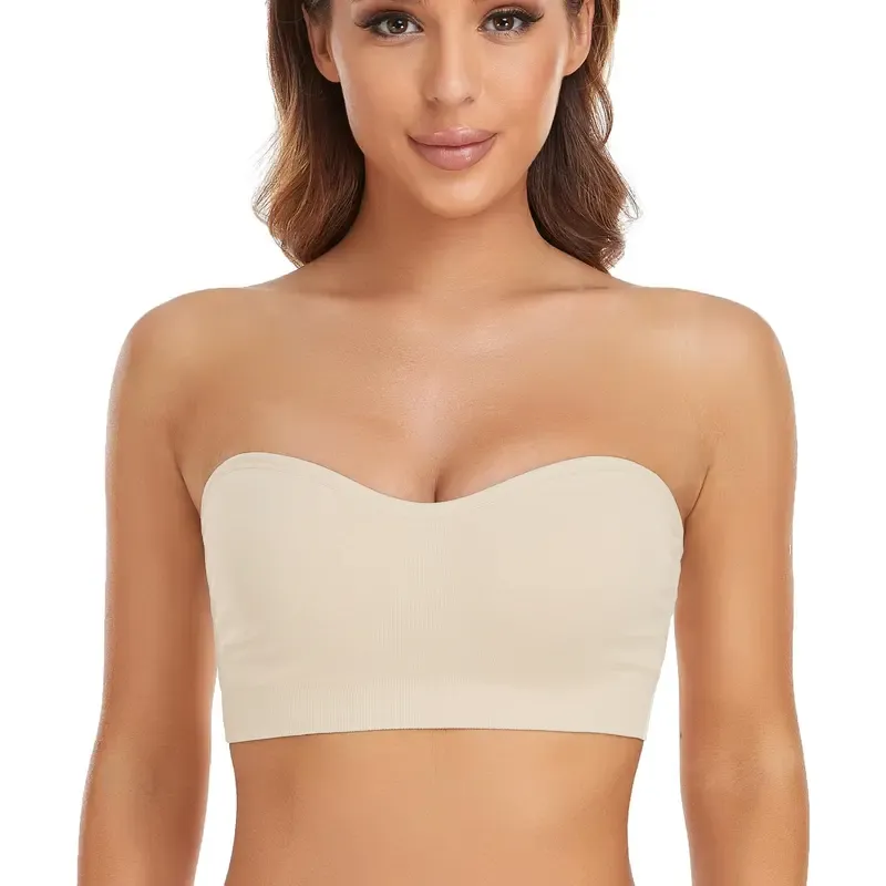 Women's Strapless Anti-Slip Silicone Pad Bandeau Bra