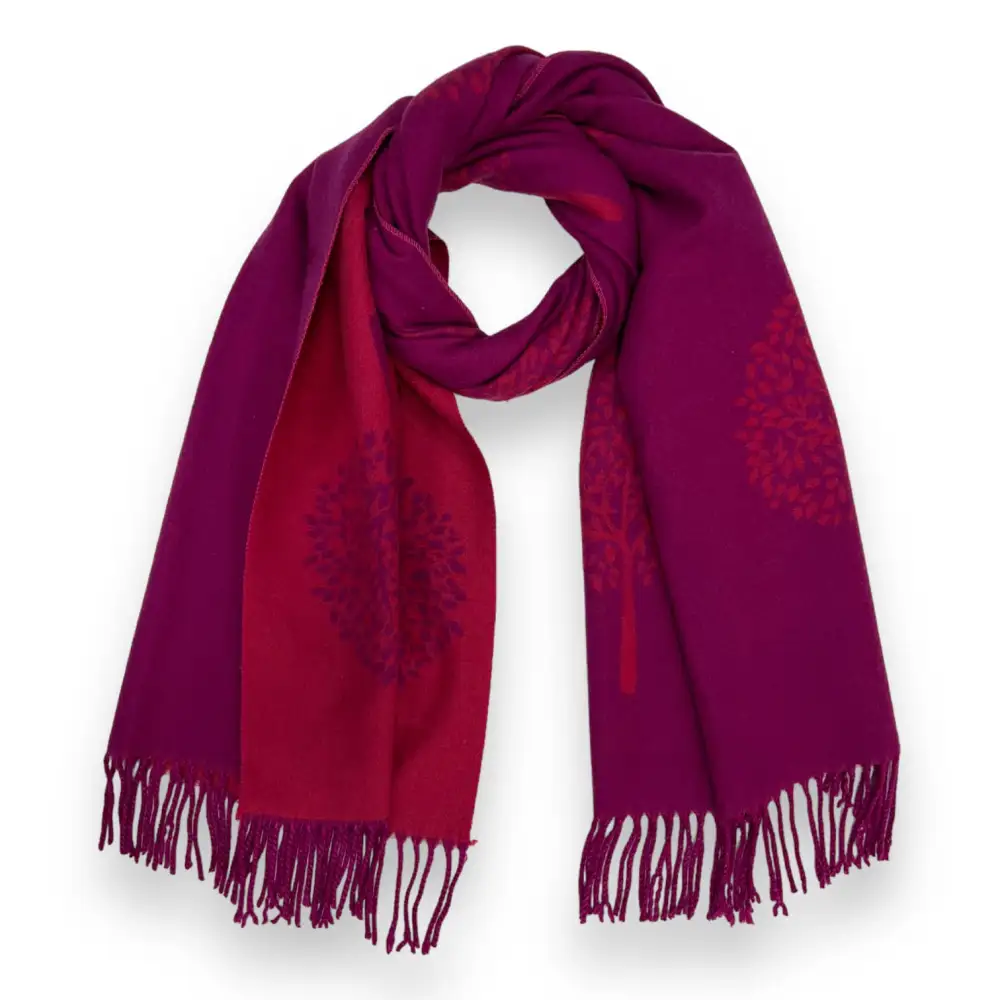 Oversized Tree Of Life Tasseled Scarf