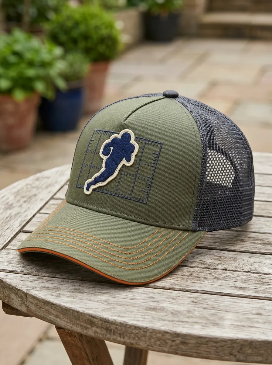 Men's American Football Lover Field Player Patch Mesh Trucker Cap