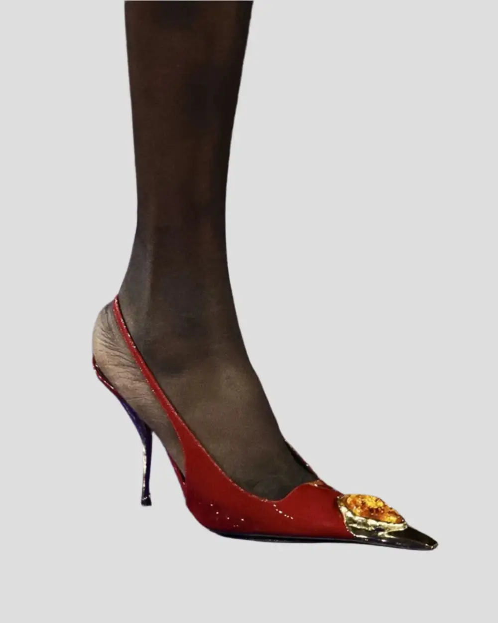 Rhinestone Toe Slingback Pumps in Red