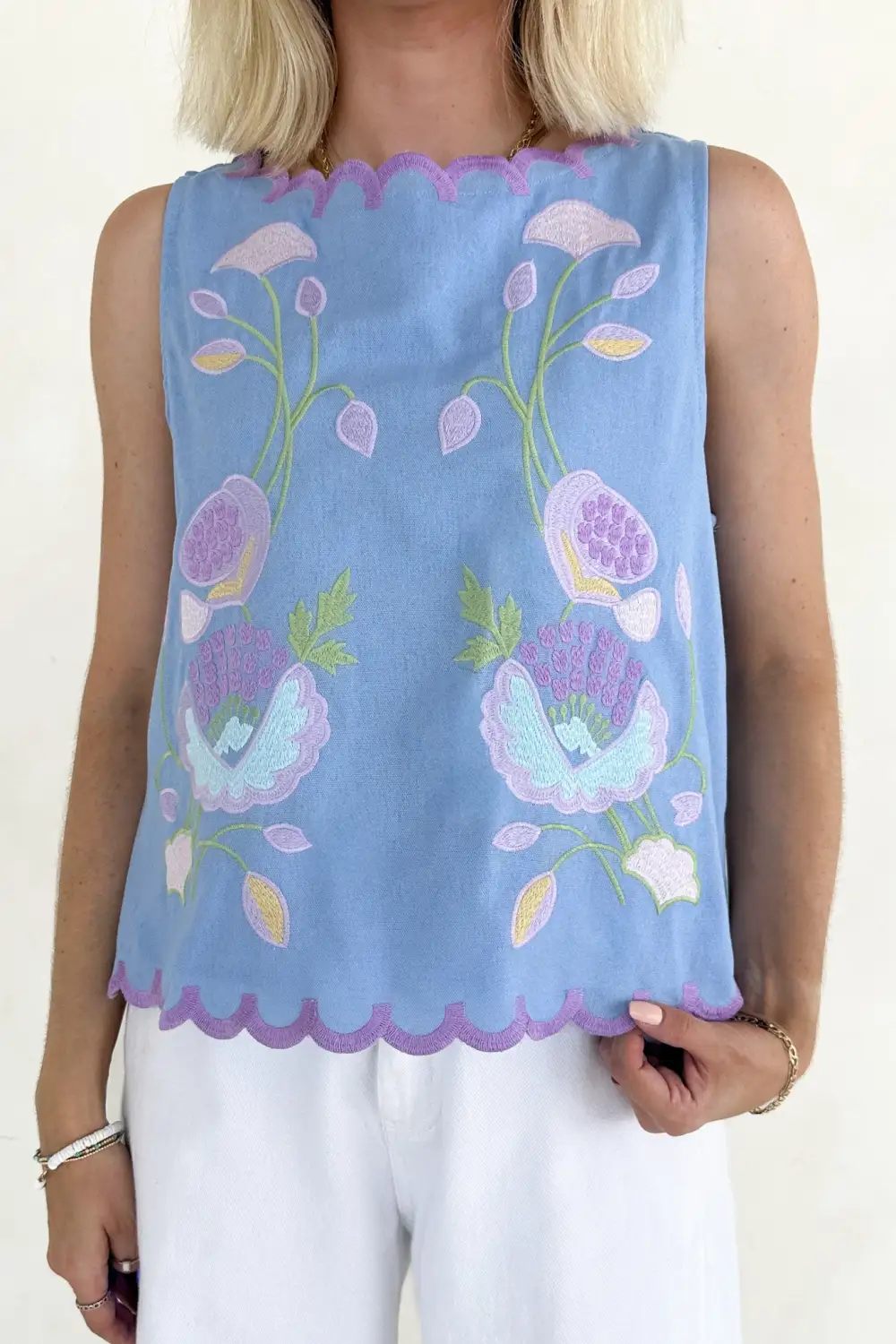 Floral Embroidered Sleeveless Top