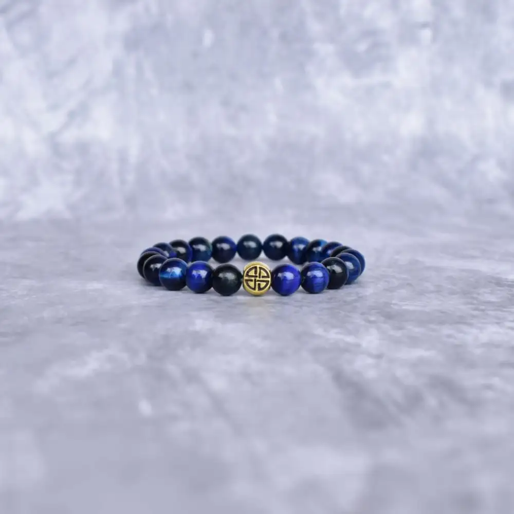 Celtic Knot Dual-Stone Tiger Eye Lava Bead Bracelet