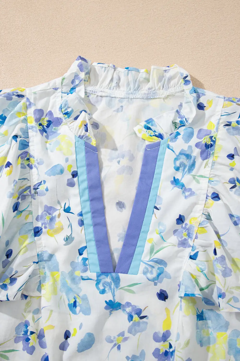 Floral Frilled V-Neck Blouse