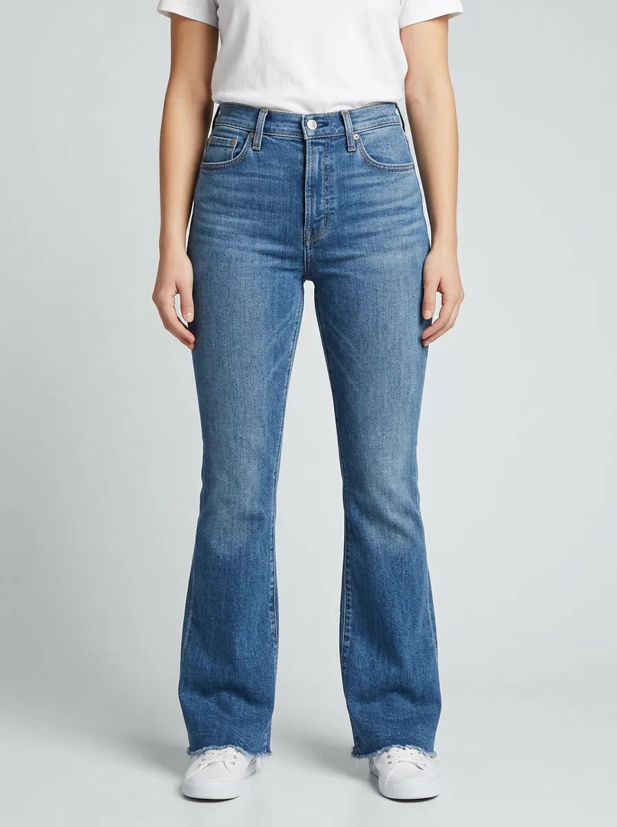 Women's High-Rise Frayed Hem Flare Jeans