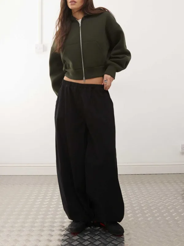 Cropped Zip-Up Hoodie