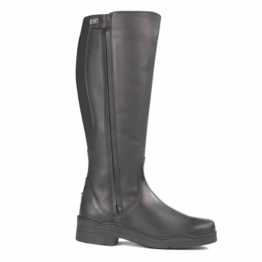 Relaxed Zip Leather Riding Boots
