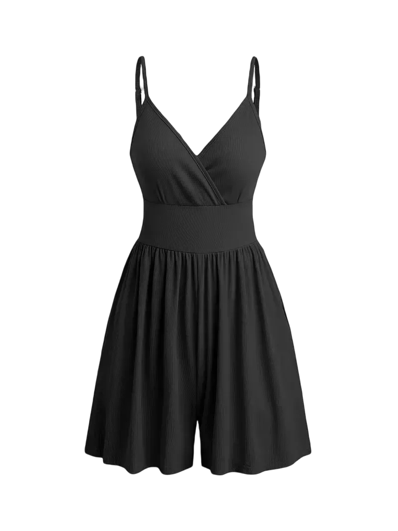 Women's Solid-Color Knit Backless Wrap-Style Slim-Fit Camisole Romper