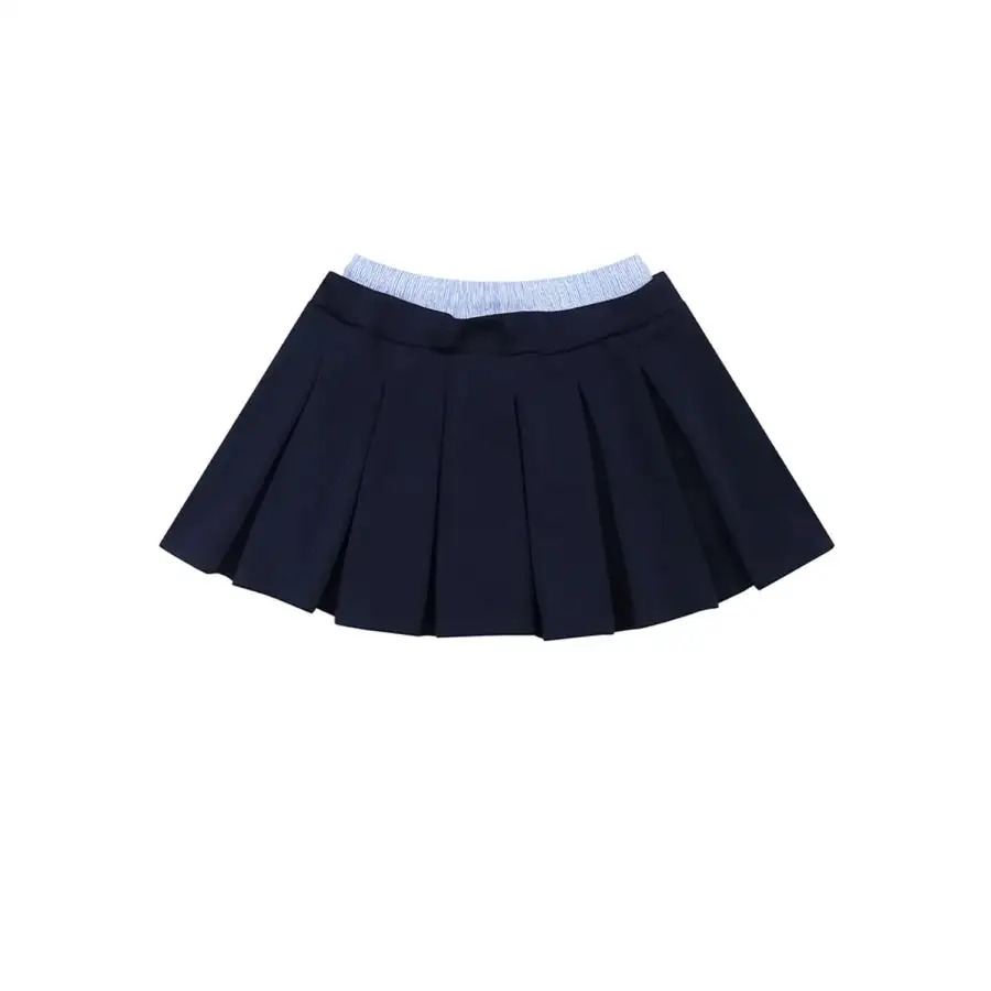 Drawstring Pleated Mini Skirt