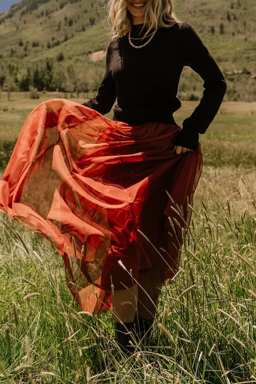 Minimalist High-Waisted Temperament Tulle Skirt