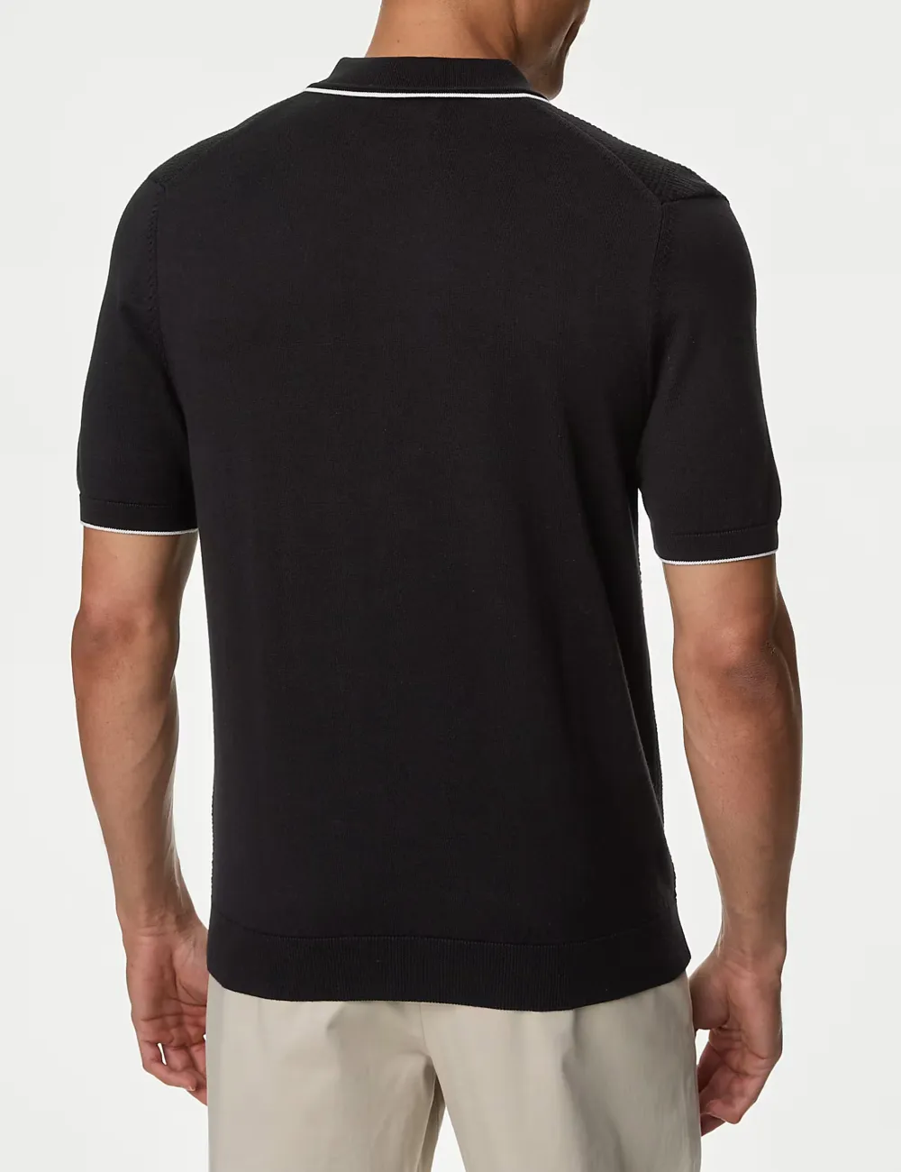 Black Knitted Polo Shirt