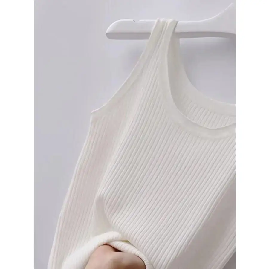 Plus Size Ribbed Knit Scoop Neck Tank
