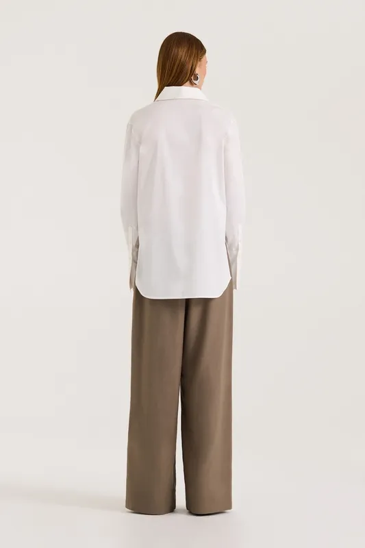 White Hidden Placket Tailored Shirts