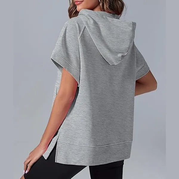 Women's Knit Half-Zip Hooded Tunic Top