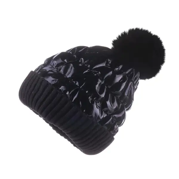 Knit Slouchy Pom Pom Beanie Hat