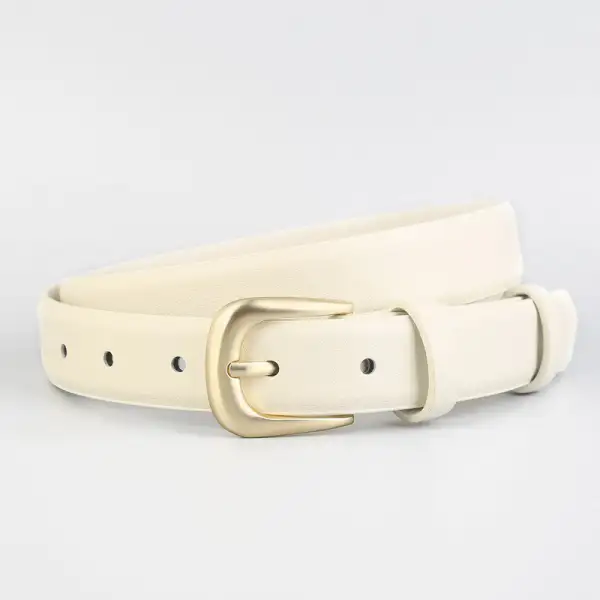 Light Leather Belt with Golden Buckle