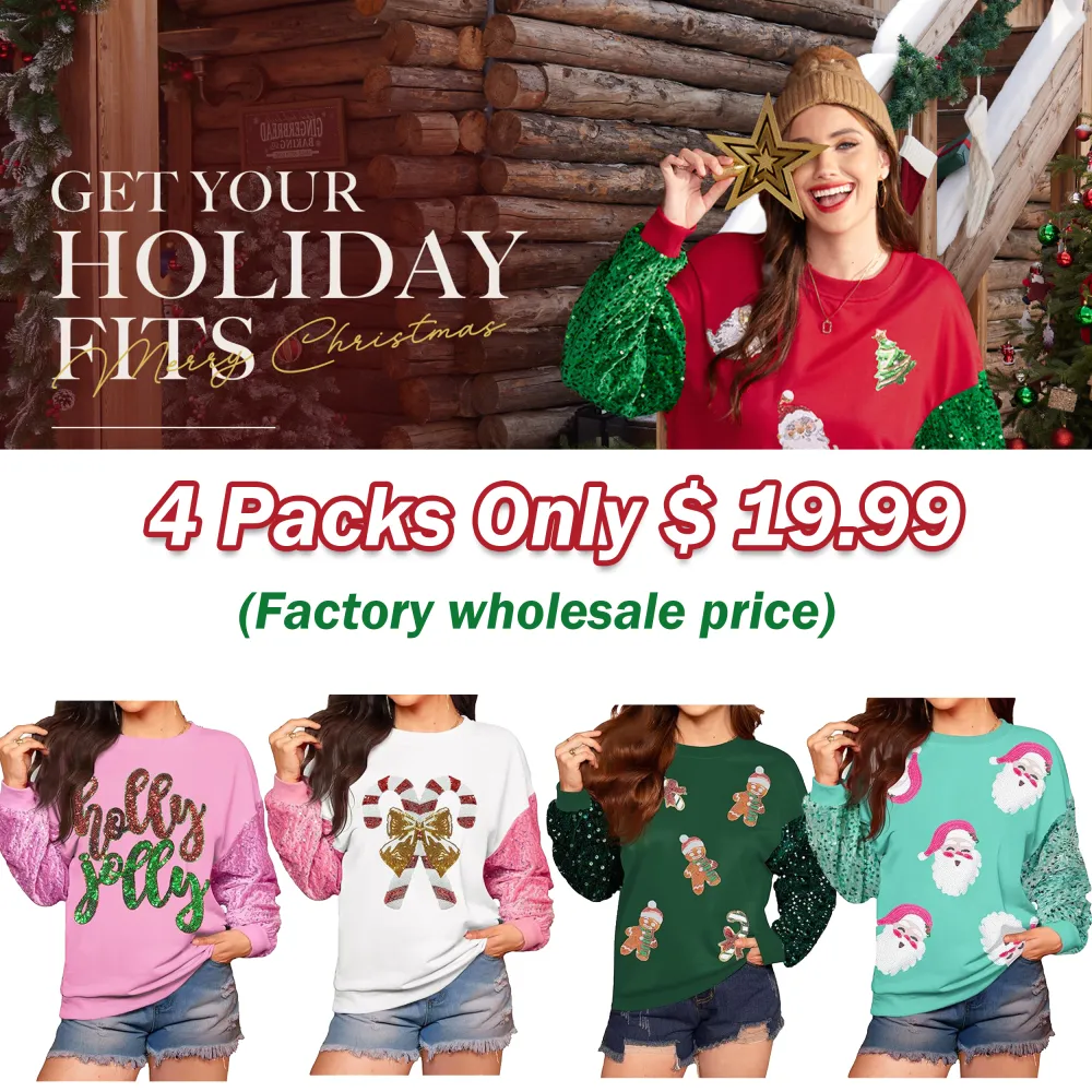 Womens Christmas Santa Sequin Sweatshirt – Sparkle, Celebrate & Stay Cozy