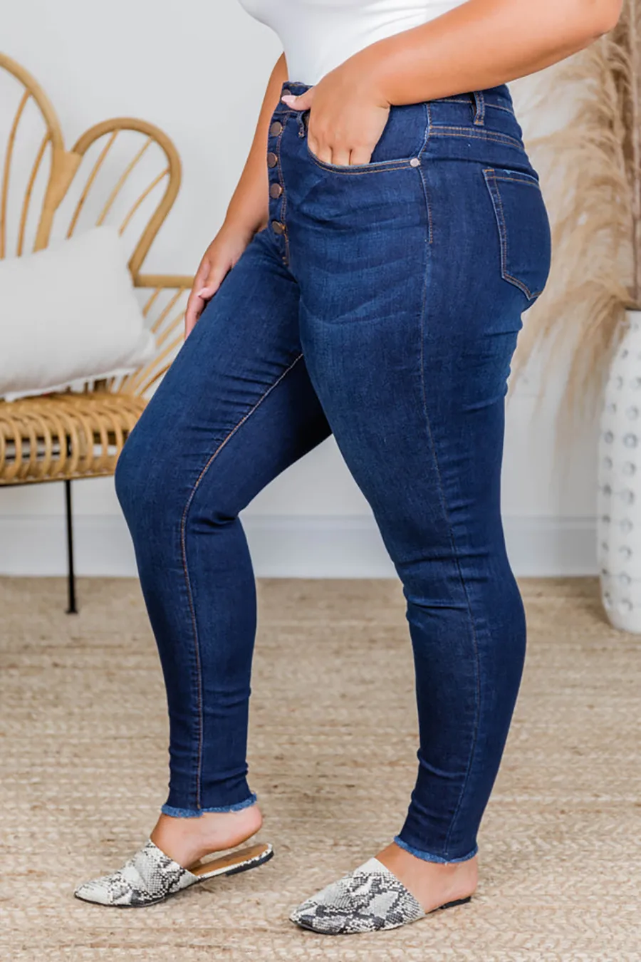 Casual Style Dark Wash Jeans