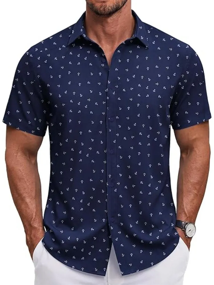S Short Sleeve Casual Button-Down Shirt