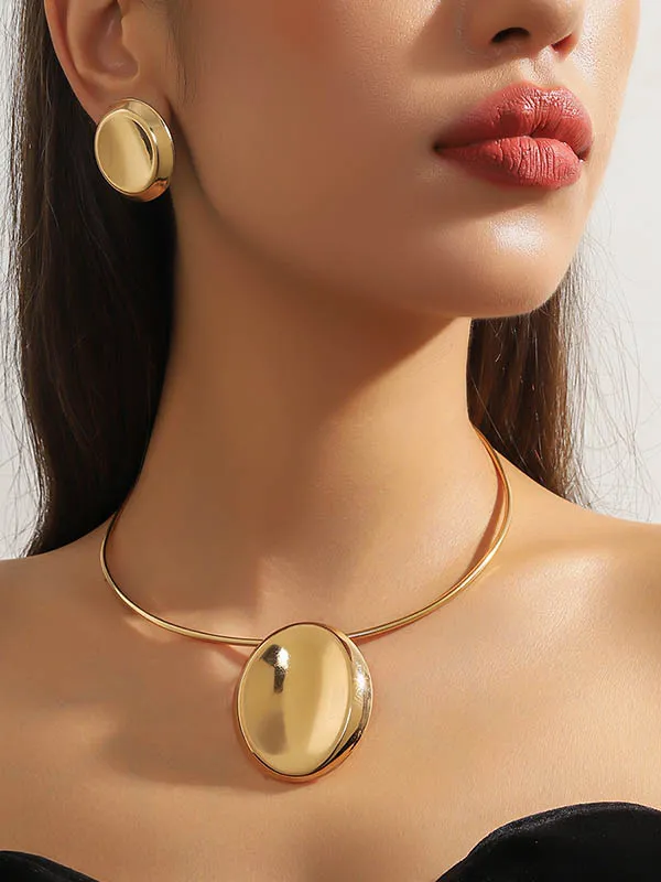 Geometric Minimal Necklace Earring Set