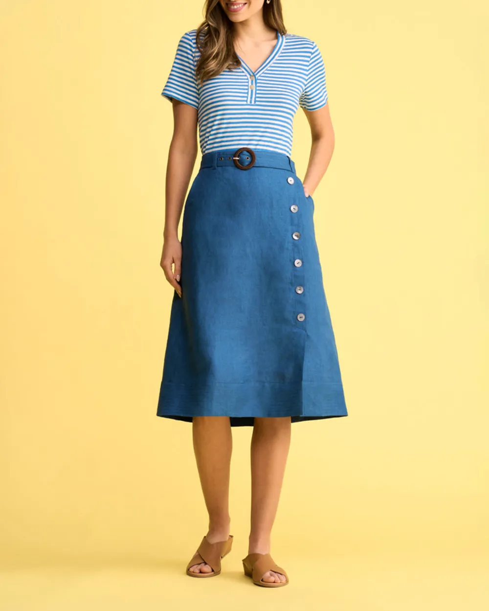 Belted Linen Skirt
