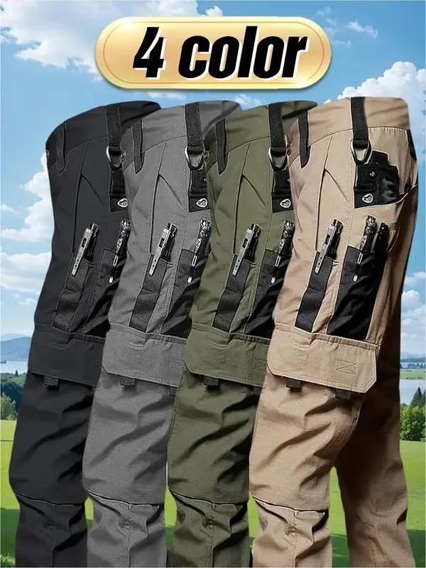 Men's durable outdoor training pants, men's multi-pocket work pants