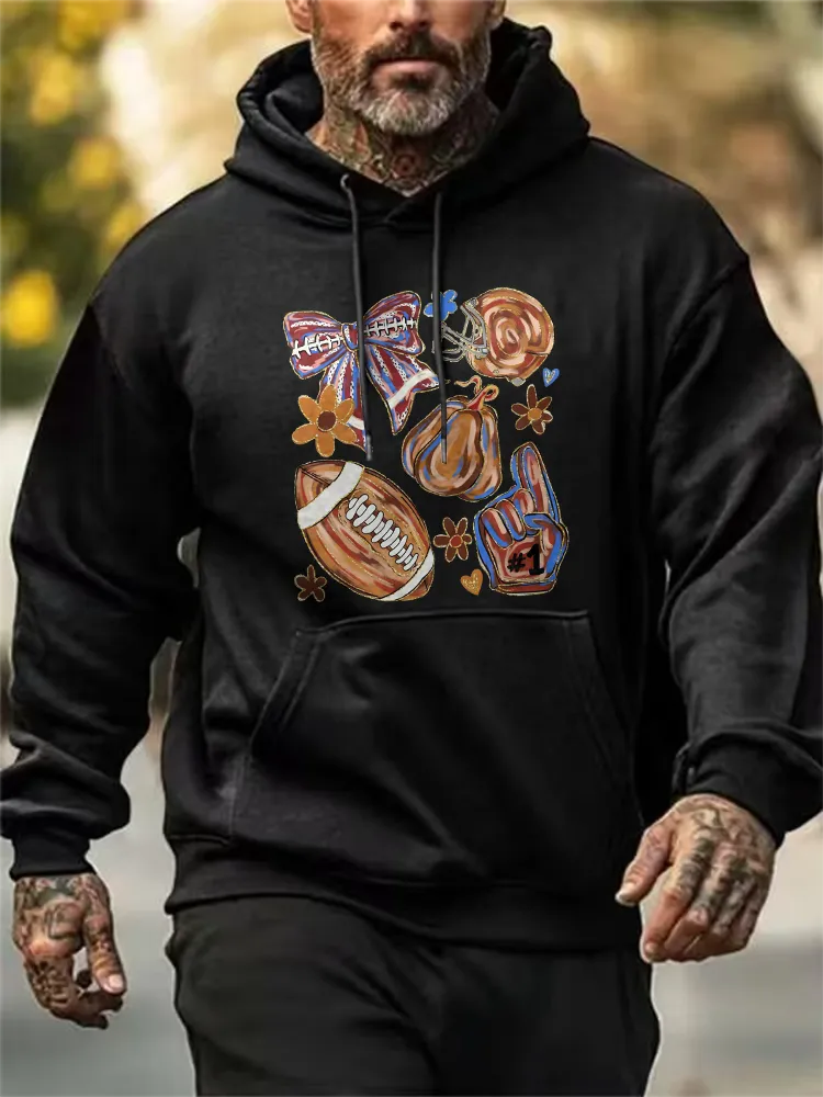 Football Printed Casual Loose Hoodies