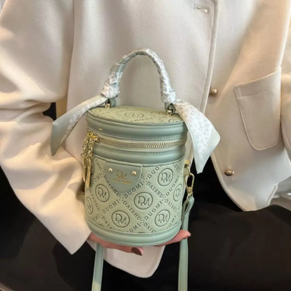 Letter Adjustable Strap Bucket Bag