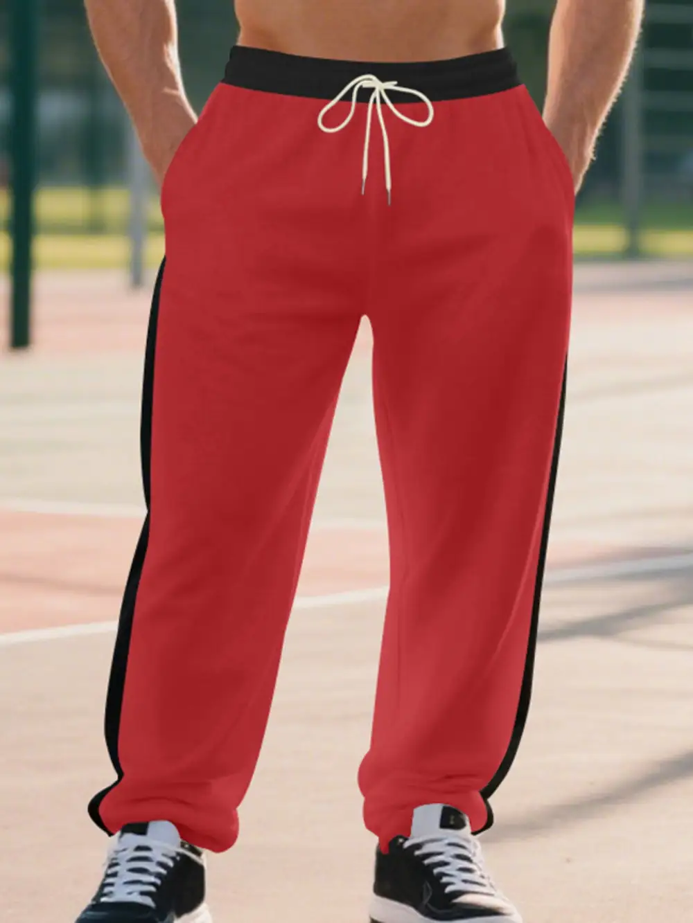 Men's Full Size Side Stripe Wide Leg Pants