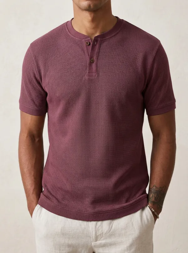 Men's Performance Inspired Waffle Knit Henley Shirt