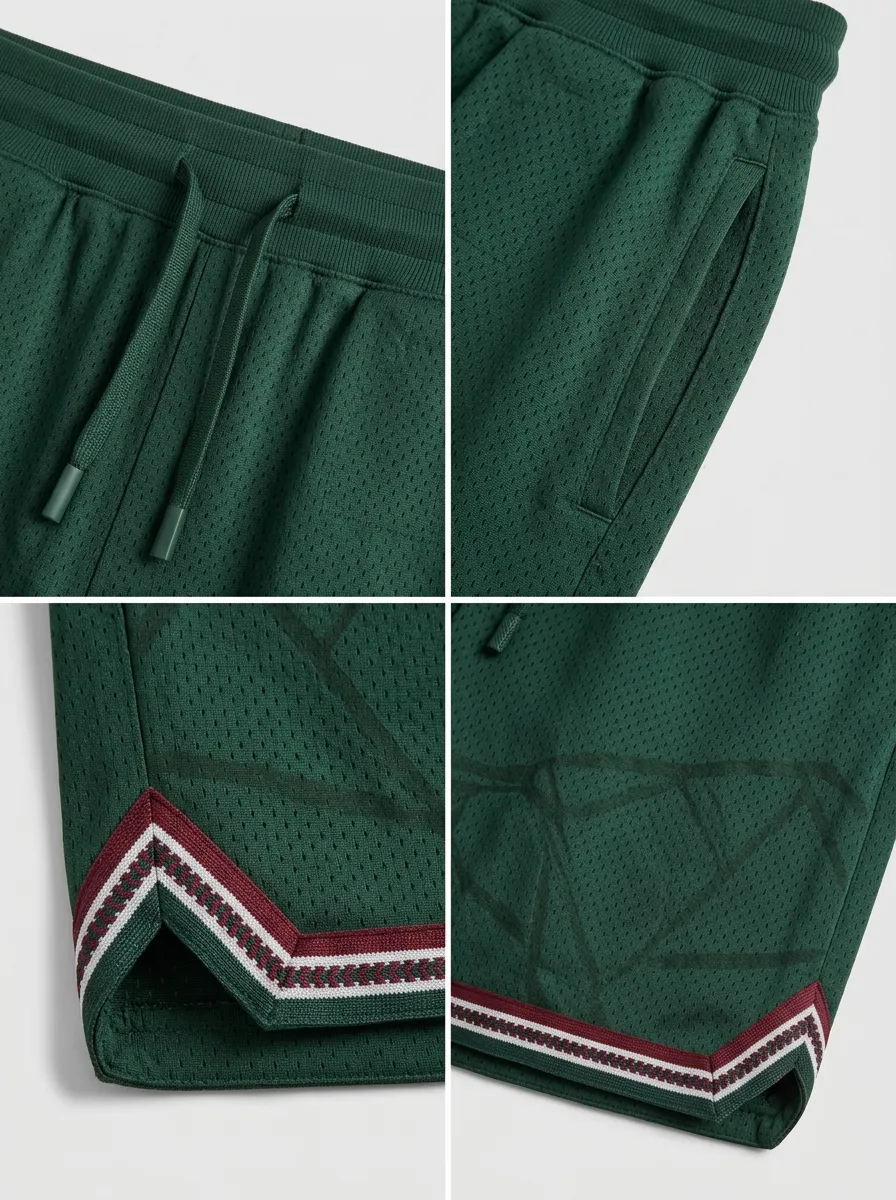 Versatile Geometric Pattern Striped Detail Detail Men's Basketball Shorts