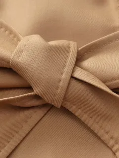 Worsted Wool Lapel Women Trench Coat With Belt