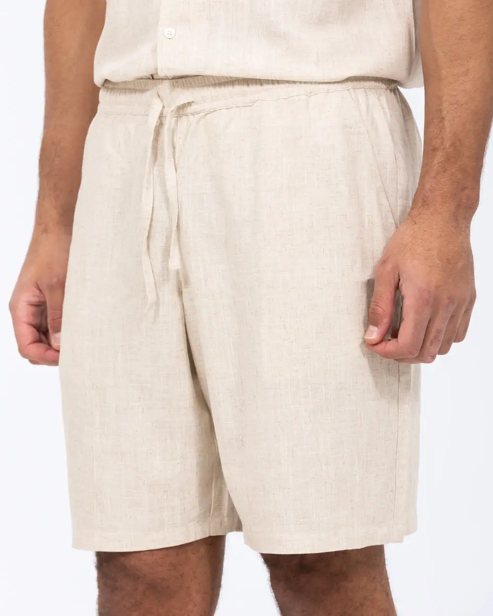 Casual Linen Blend Pull On Shorts