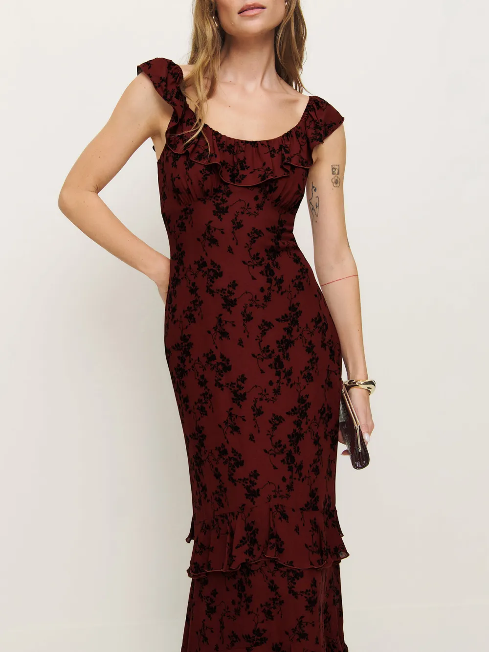 Floral Patterned Ruffled Maxi Dress