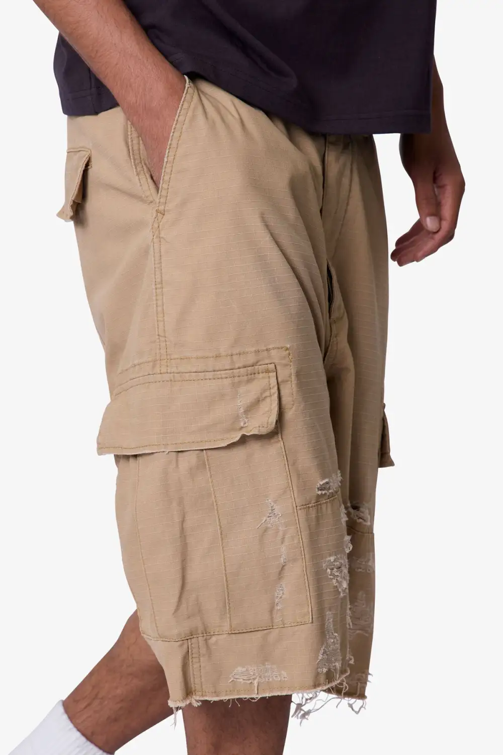 Relaxed Distressed Cargo Shorts