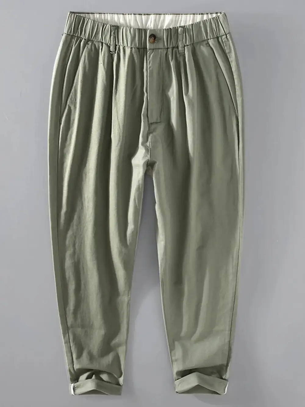Men's Plus Size Casual Elastic Waist Cropped Pants
